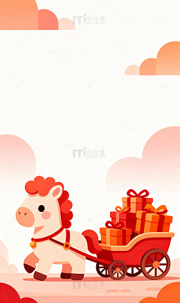 卡通萌马礼车渐变