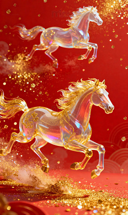 红底透明金马金粉1