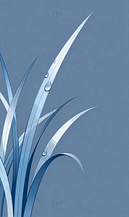 蓝灰草叶露珠渐变