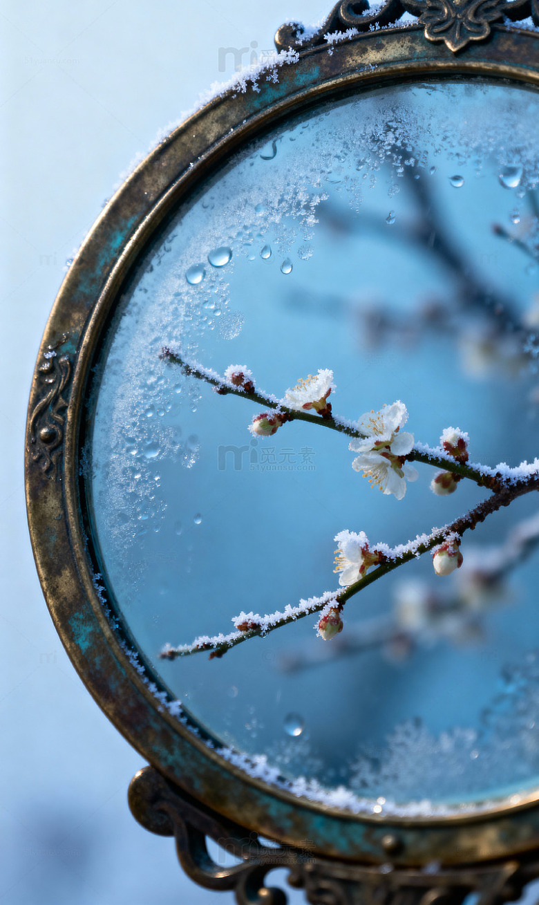 铜镜寒露水汽虚影