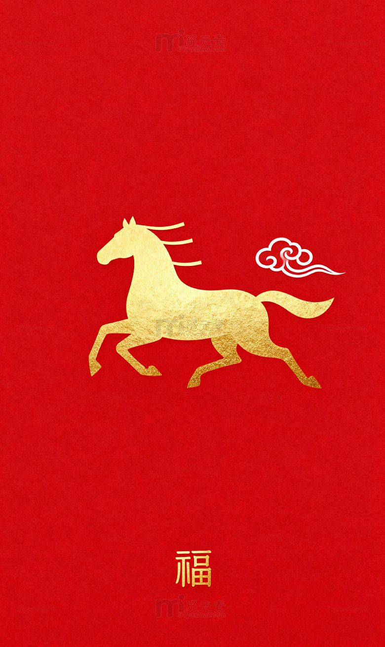 白底蓝线奔跑小马驹