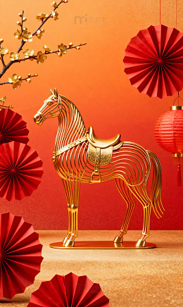 朱砂琉璃镂空卷草马