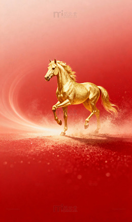 红渐变金光晕尘埃马