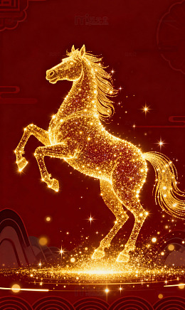 深红金粒跃起科技马