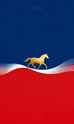 蓝红分割波浪过渡马