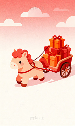 卡通萌马拉礼车