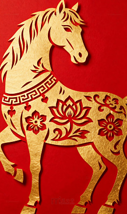 红底金镂空莲花马