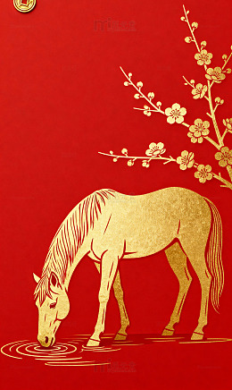 剪纸骏马梅花爆竹1