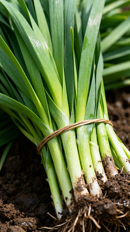 一捆大葱摄影特写