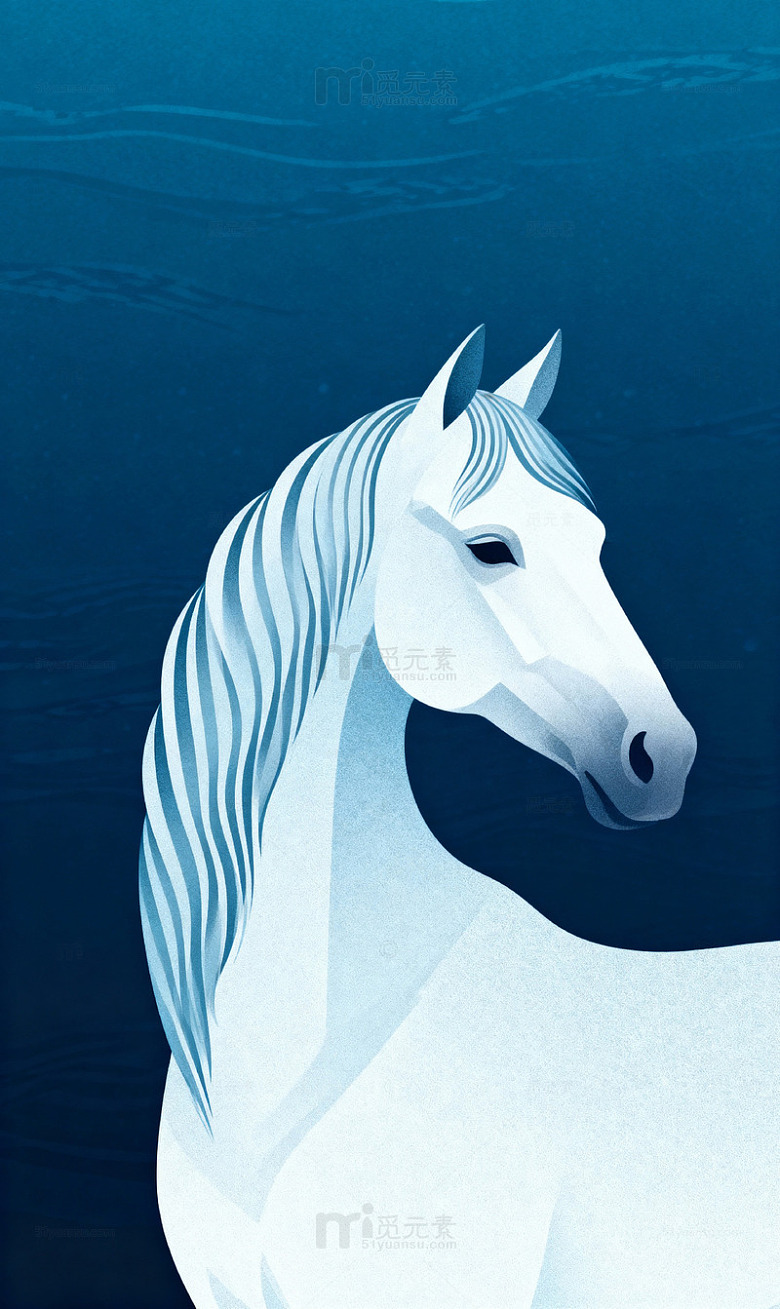 深蓝背景负空间马图