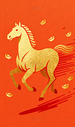 工笔白描金线禅意马