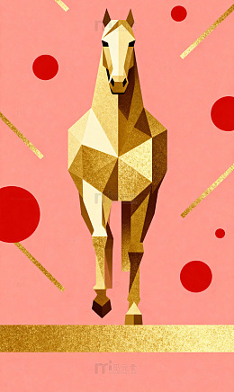 浅红金线几何现代马