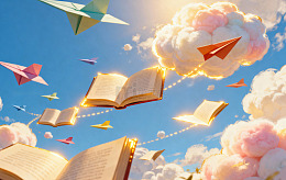 蓝天白云纸飞机道