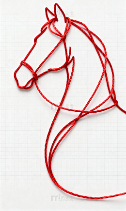 留白灰网格红色块马1