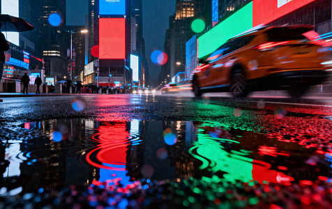 霓虹雨夜赛博街景
