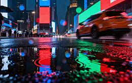 霓虹雨夜赛博街景