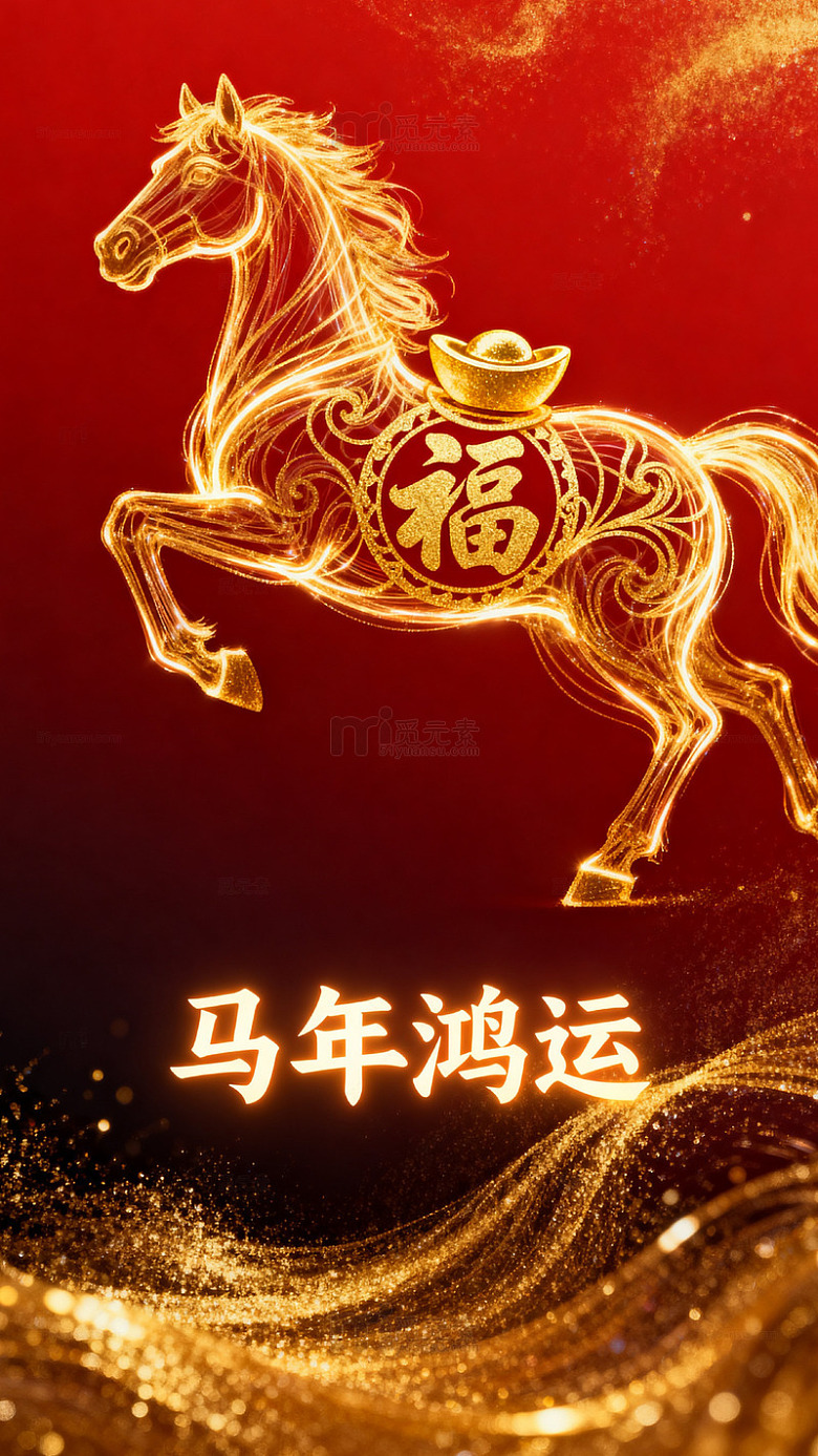 新年马年鸿福背景
