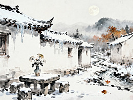 水墨古风中式庭院背景图