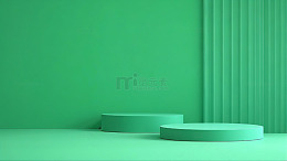 绿色有机果蔬产品几何展台展示场景