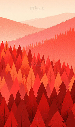 红色 渐变 背景 插画风