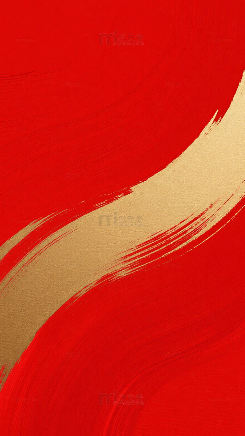 简洁红底金红曲线