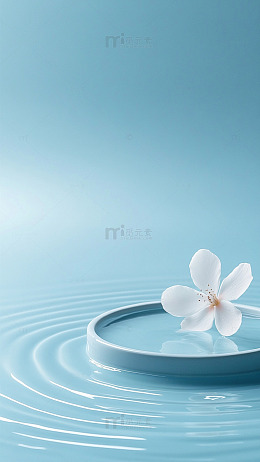 花朵淡蓝光影水纹
