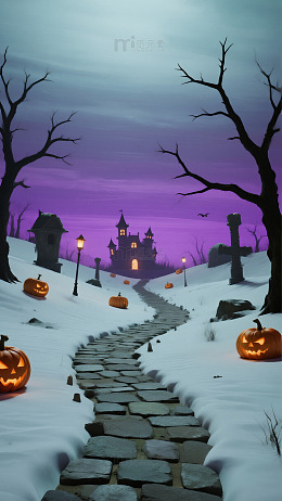 紫渐变地平枯树