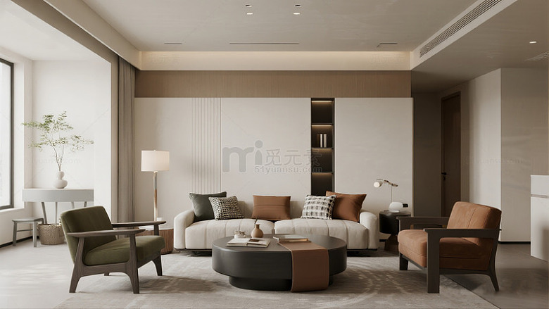 简约现代室内客厅沙发背景素材