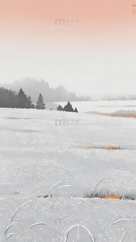 冬日雪景远山树林背景图