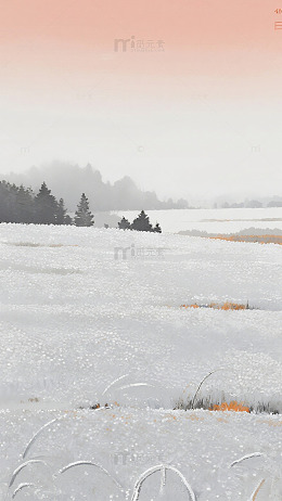 冬日雪景远山树林背景图