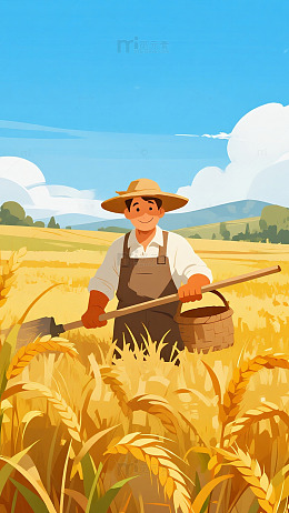 田园风蓝天田野人物背景图