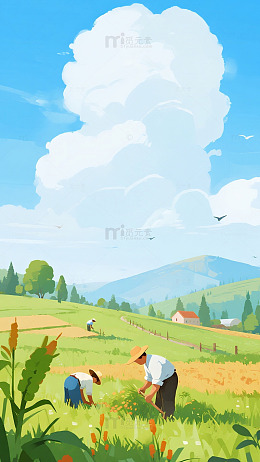 蓝白卡通云朵清新背景图