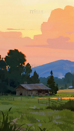 橙粉渐变黄昏天空背景图