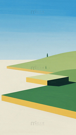 蓝底田园风景开阔背景图