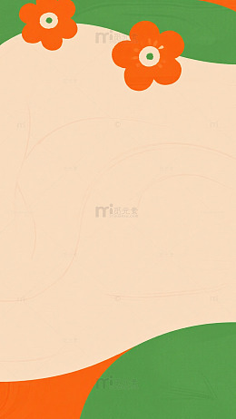 浅橙底橙色花朵可爱背景图