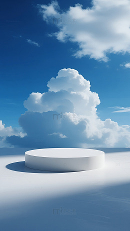 清新蓝天云朵电商活动展台背景