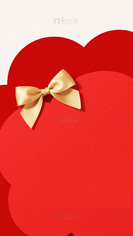 红底爱心蝴蝶结浪漫背景图