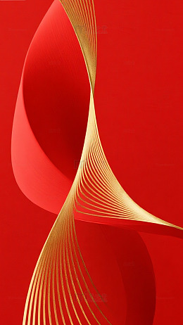 红底金色曲线动感国潮背景图
