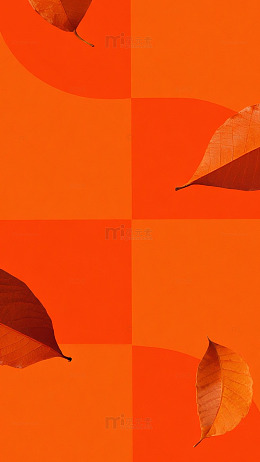 橙色几何落叶秋日简约背景图