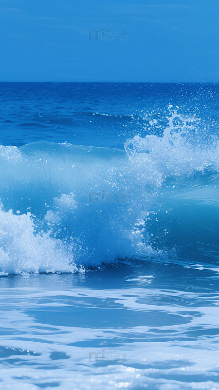 蓝色海浪清新自然治愈背景图