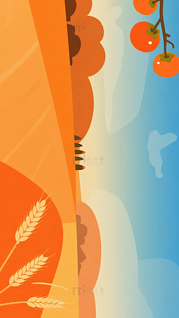 橙蓝几何萌趣童趣创意背景图