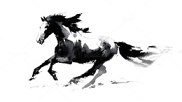 水墨奔腾马展现艺术张力