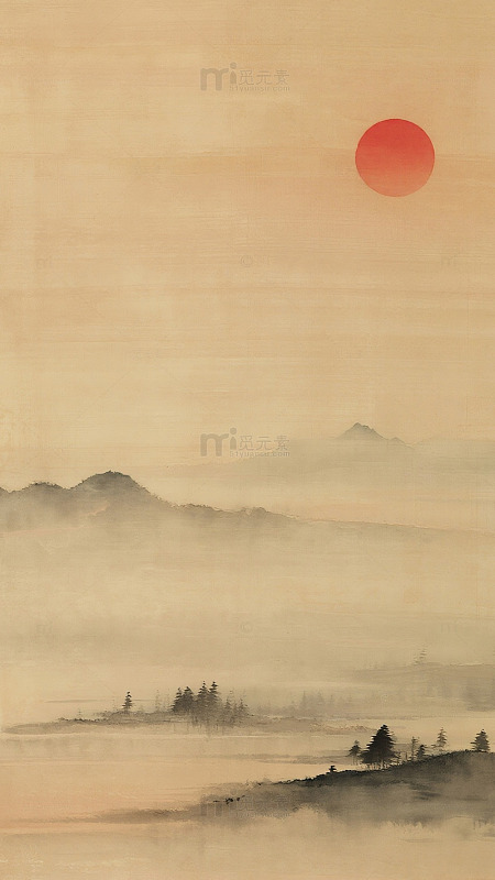 浅棕背景红色圆点极简图