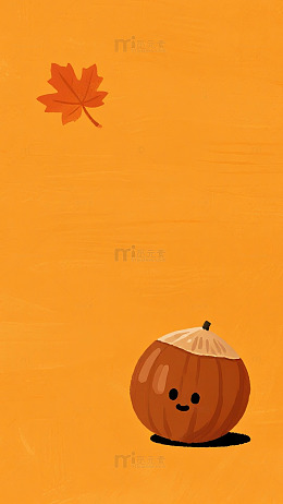 橙色背景枫叶简约插画