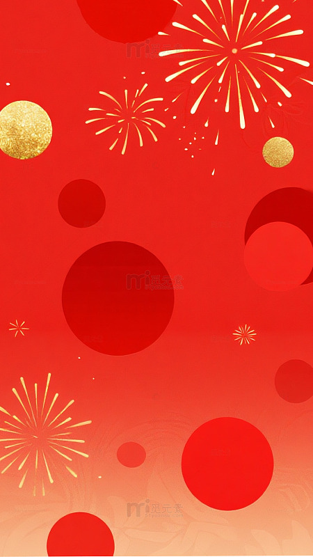 红色烟花金色圆点背景图