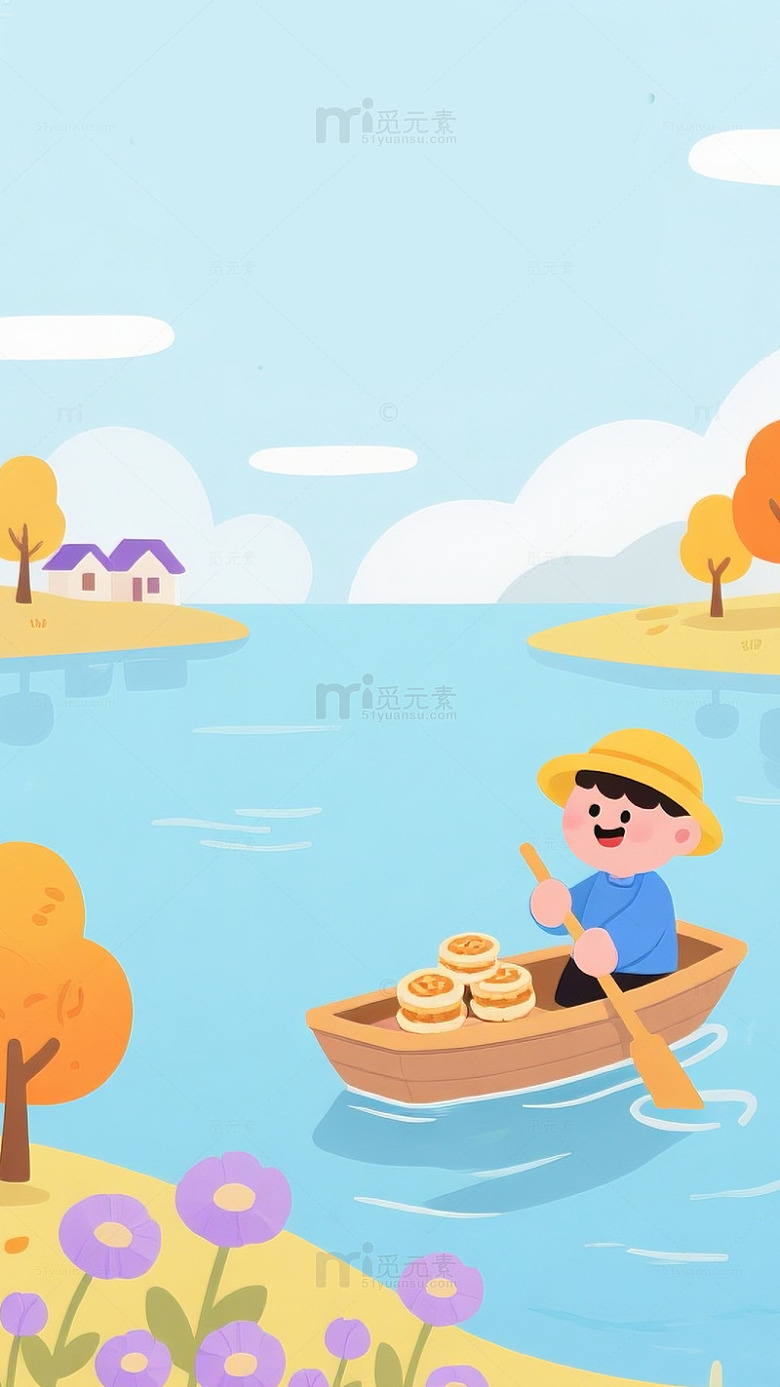 男孩划船背景