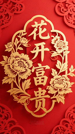富贵花开壁纸传统文化背景