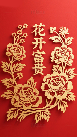 富贵花开手机壁纸传统文化背景
