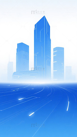 高楼渐变蓝白都市背景