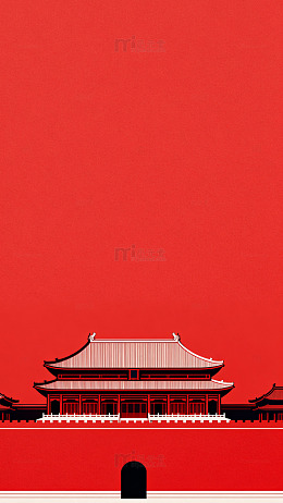红色古建筑背景1